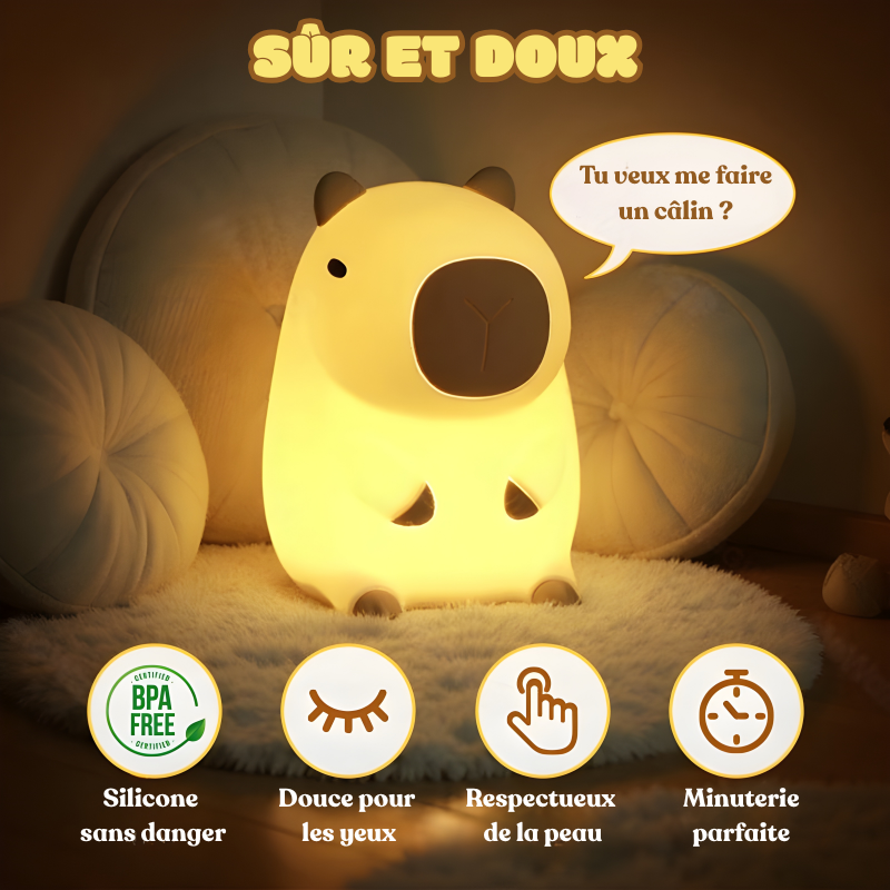 Veilleuse spongieuse Capybara - Lilubu - Cadeau parfait 🎁