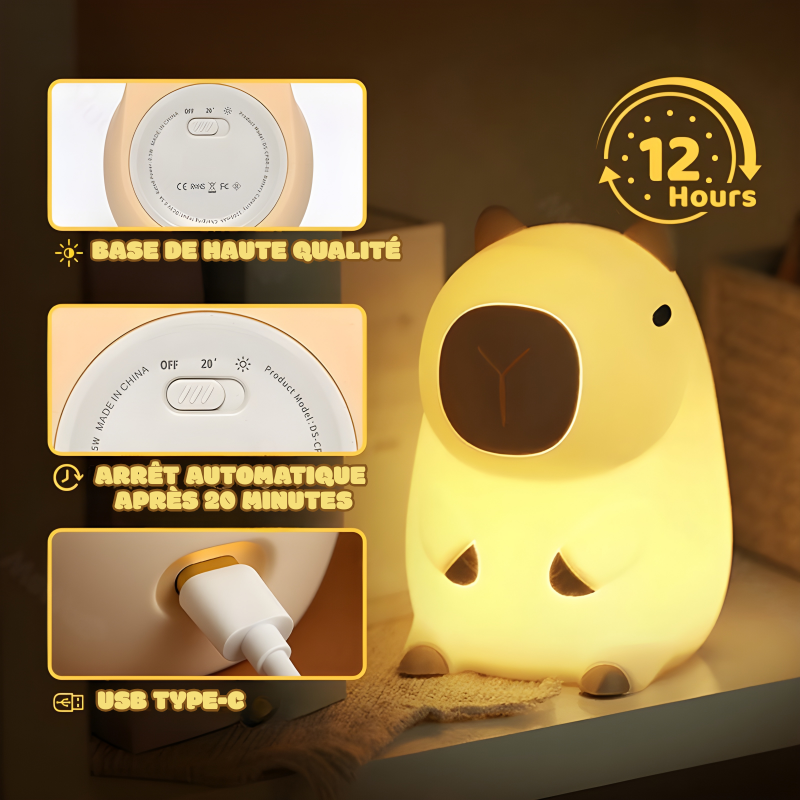 Veilleuse spongieuse Capybara - Lilubu - Cadeau parfait 🎁